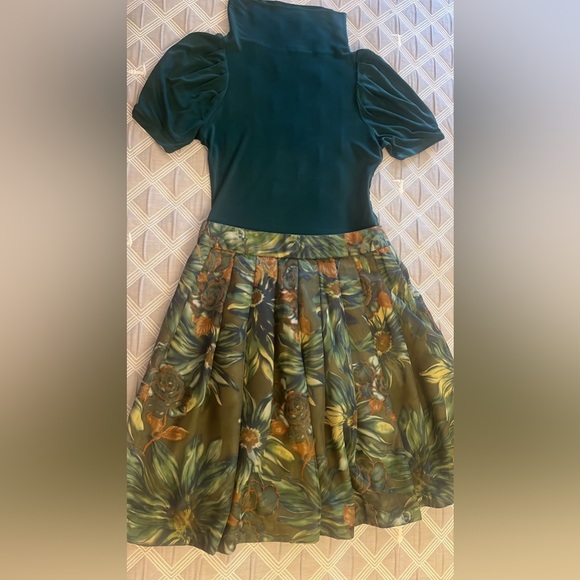 Vintage Louis Vuitton Elegant Green Floral Dress - Picture 1 of 9